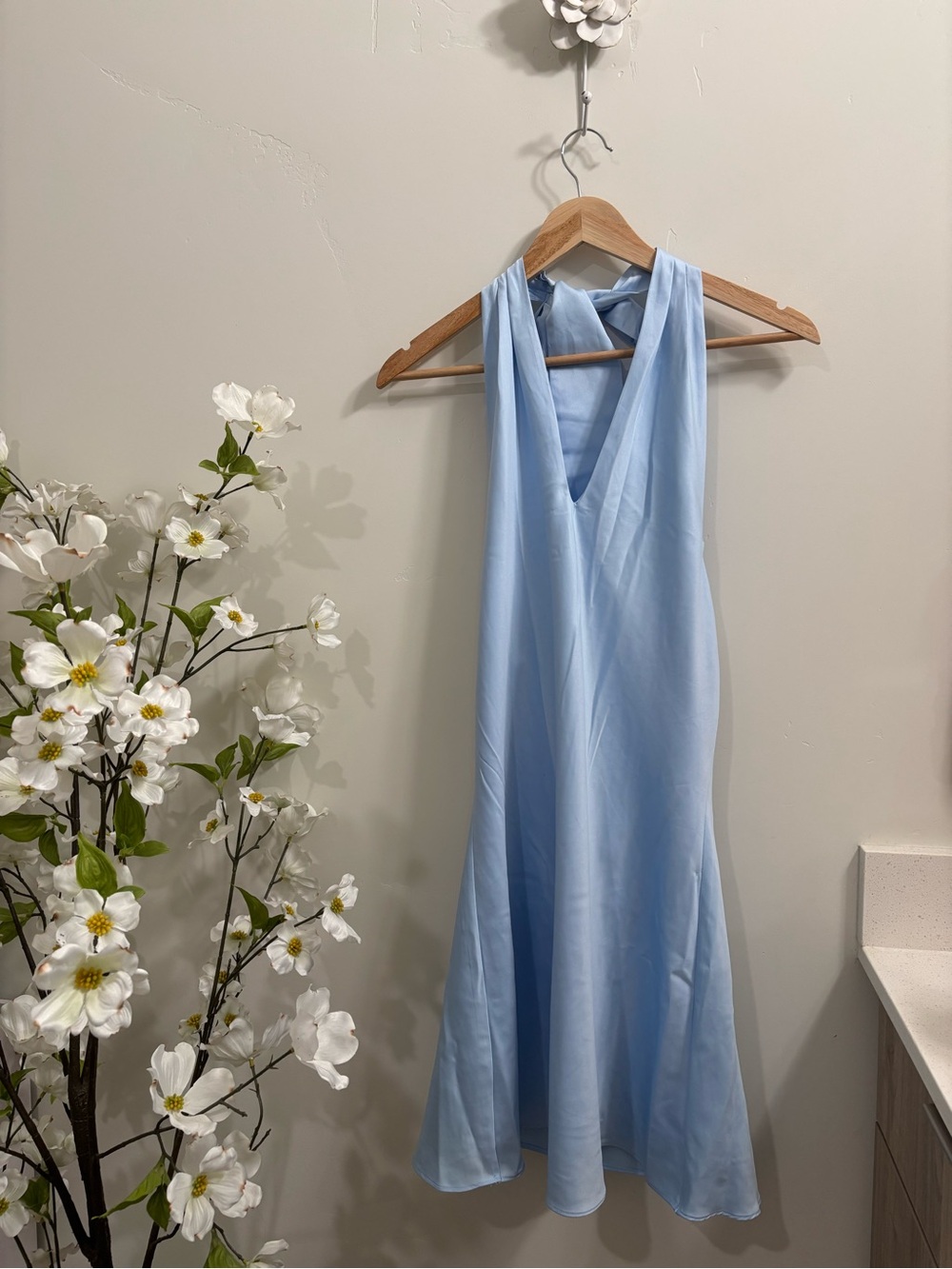Light Blue Halter Midi Dress by Wild Fable
